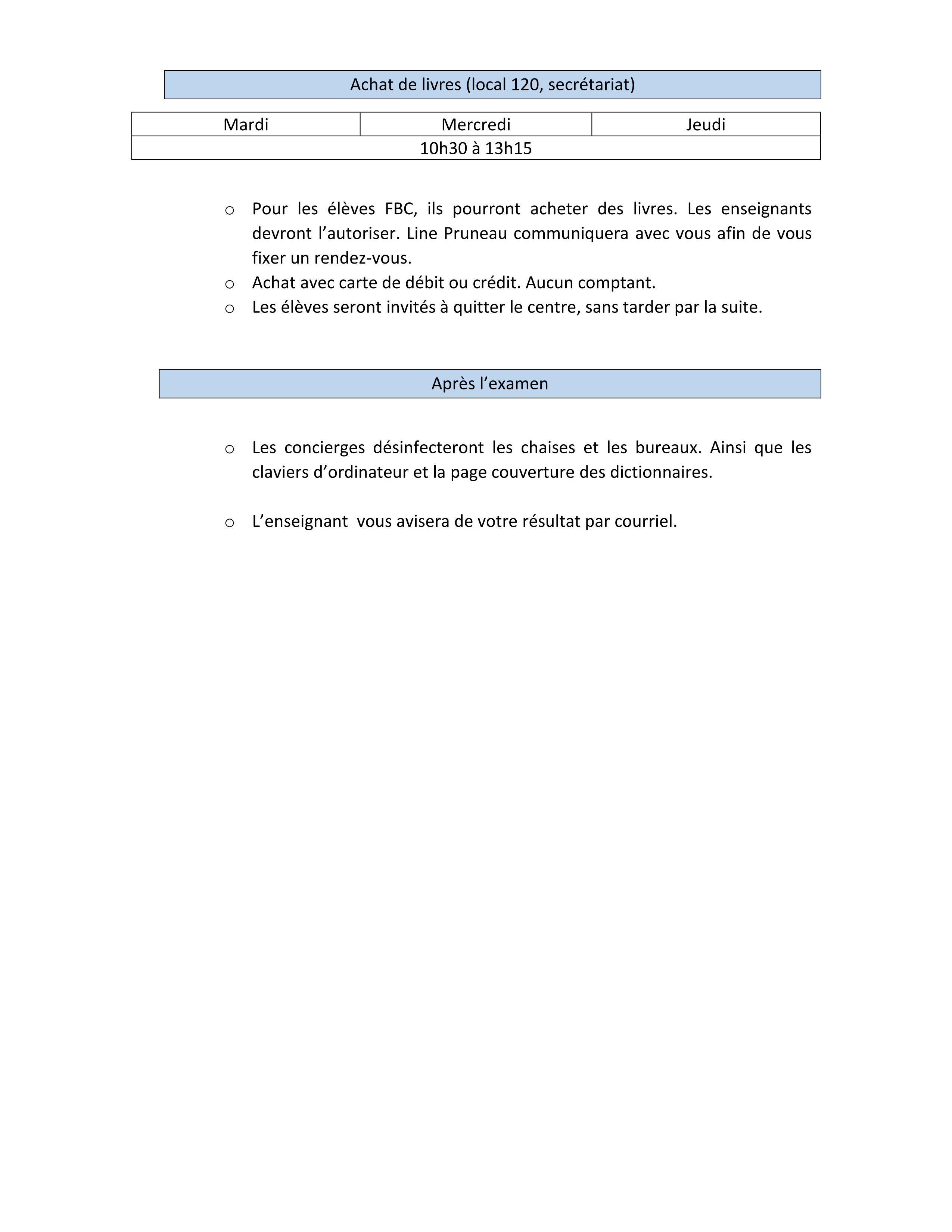 Procédures pour la passation d’examen version FB_02