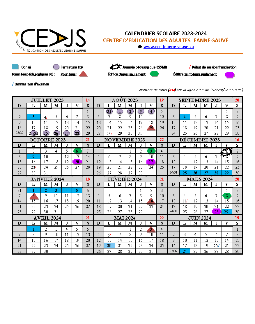 Calendrier CEA 2023-2024 revisé (journée pédagogique)